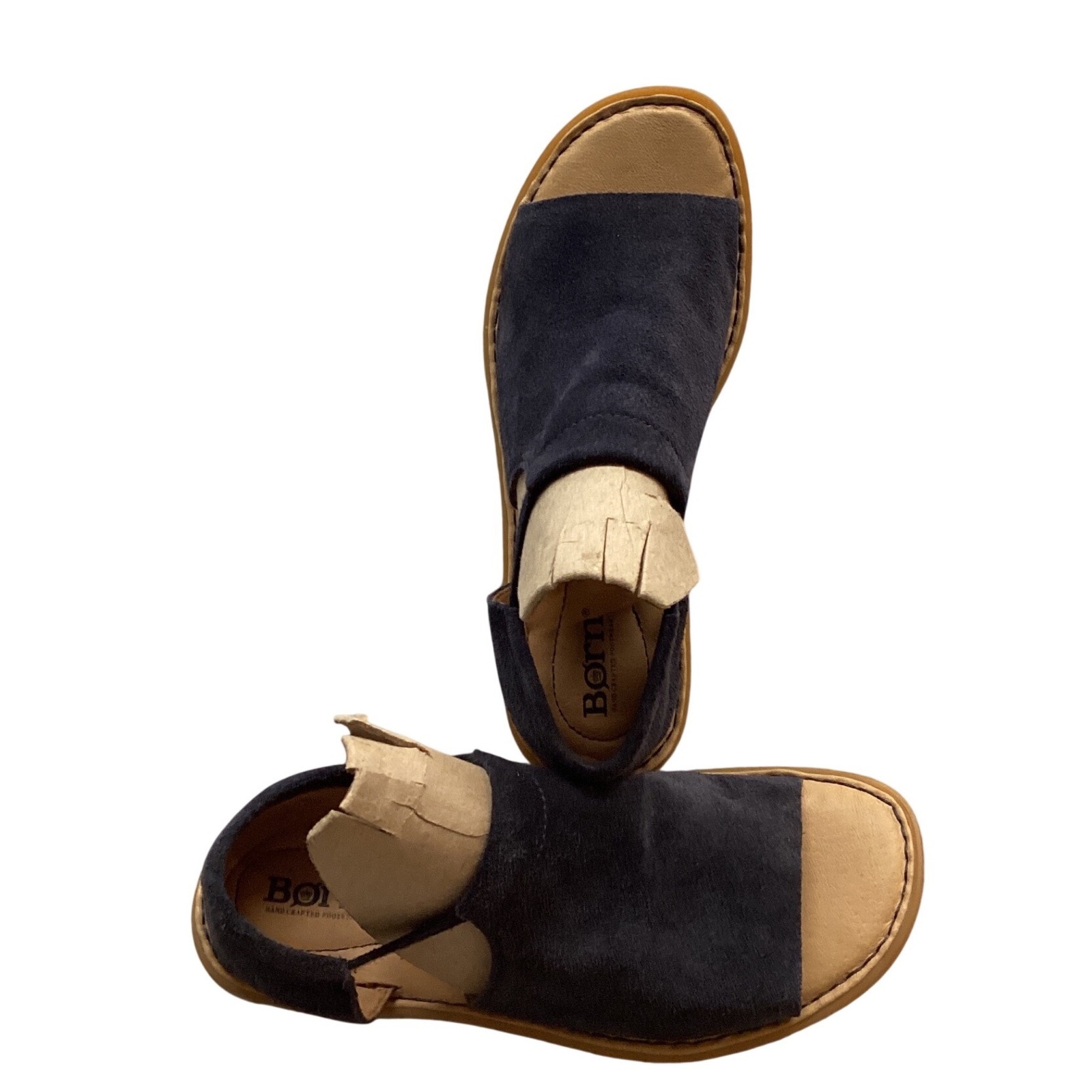 Born Suede Peep Toe Slingback Sandals Navy Blue Women's Size 7